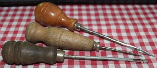 3 Wood Handled Vintage Tools