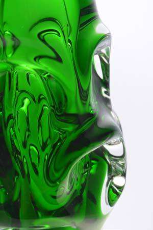 A Dazzling Sparkling Emerald Green Skrdlovice Vase, designed by Jan Beranek (1933-)