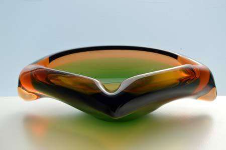 MAGNIFICENT & VERY RARE MARIA STAHLIKOVA CZECH ART GLASS BOWL / ASHTRAY, DESIGNED FOR SKRDLOVICE