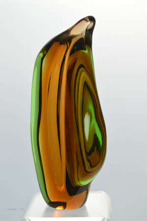 MAGNIFICENT & VERY RARE MARIA STAHLIKOVA CZECH ART GLASS VASE, DESIGNED FOR SKRDLOVICE IN 1960