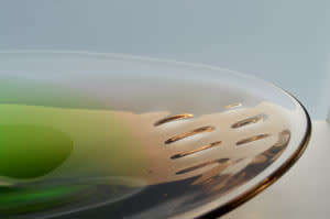 XX-LARGE! A MAGNIFICENT GREEN, AMBER & CLEAR CZECH ART GLASS BOWL, DESIGNED BY LADISLAV PALECEK