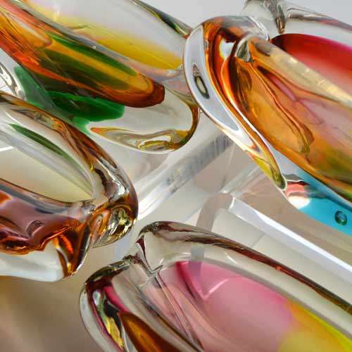 A DAZZLINGLY BEAUTIFUL NOVY BOR (BOROCRYSTAL) SCULPTURAL ART GLASS ASHTRAY / BOWL FROM THE 1960s