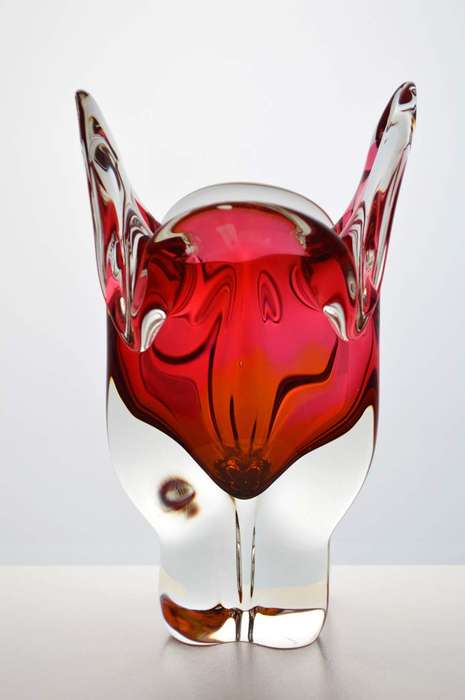 BEAUTIFUL CZECH ART GLASS CHRIBSKA SCULPTURE DESIGNED BY PROF JOSEF HOSPODKA IN THE 1970s