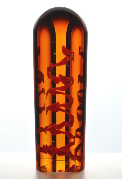 LARGE & DAZZLINGLY BEAUTIFUL MODERNIST SCULPTURE : CONTEMPORARY CZECH ART GLASS AT ITS VERY BEST!