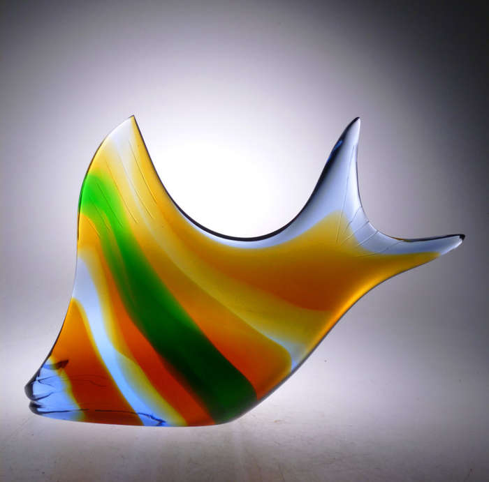 A VERY RARE CULT ITEM: EXBOR FISH GLASS SCULPTURE DESIGNED BY ROZINEK AND HONZIK IN THE 1960s
