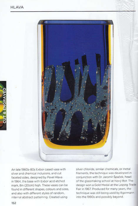 MUSEUM ITEM EXBOR CZECH GLASS SCULPTURAL VASE WITH METAL INCLUSIONS DESIGNED BY PAVEL HLAVA IN 1964