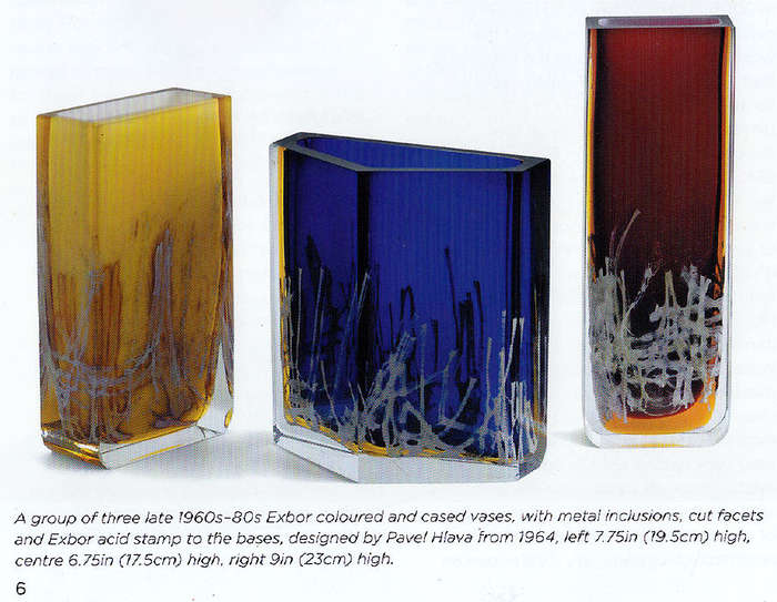 MUSEUM ITEM EXBOR CZECH GLASS SCULPTURAL VASE WITH METAL INCLUSIONS DESIGNED BY PAVEL HLAVA IN 1964