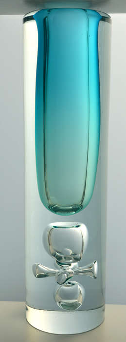 Extra Large Dazzling Ice Blue Skrdlovice Vase by Jan Beranek (1933-) 1980