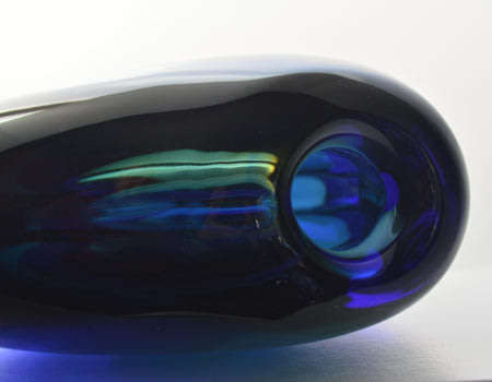 GOLD MEDAL WINNER. SCARCE MOSER CZECH ART GLASS SCULPTURAL VASE DESIGNED BY VLADIMIR MIKA IN 1967