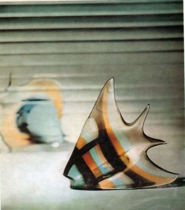 EXTRA LARGE! A VERY RARE CULT ITEM: EXBOR FISH GLASS SCULPTURE BY ROZINEK AND HONZIK IN THE 1960s