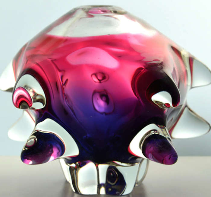 CZECH ART GLASS CHRIBSKA SCULPTURAL `SPUTNIK` DESIGN BY PROF JOSEF HOSPODKA IN THE 1960s