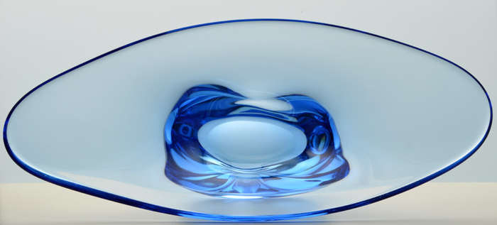 Magnificent ZBS Czech Art Glass Sculptural Bowl, Design Prof Miloslav Klinger (1922-1999)