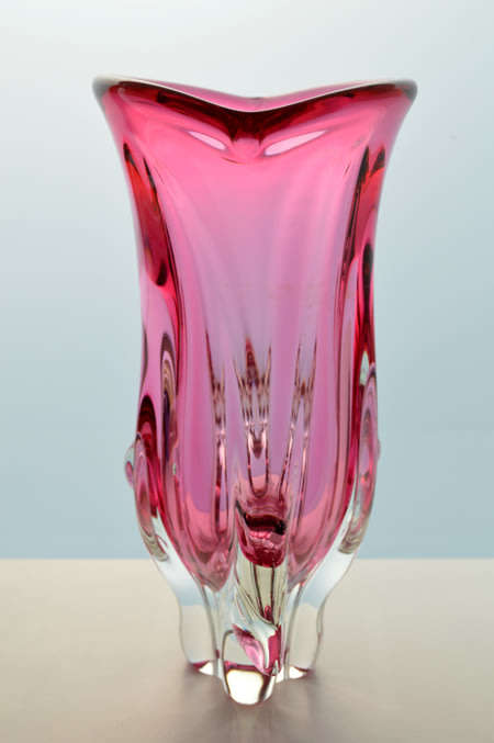 VERY LARGE CZECH ART GLASS CHRIBSKA SCULPTURAL VASE DESIGNED BY PROF JOSEF HOSPODKA IN THE MID 1970s