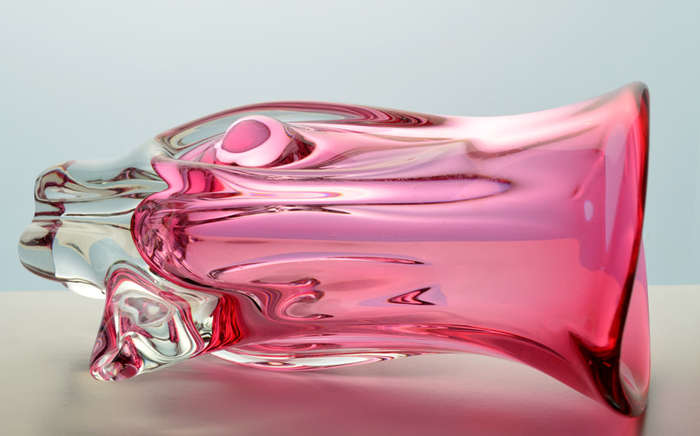 VERY LARGE CZECH ART GLASS CHRIBSKA SCULPTURAL VASE DESIGNED BY PROF JOSEF HOSPODKA IN THE MID 1970s