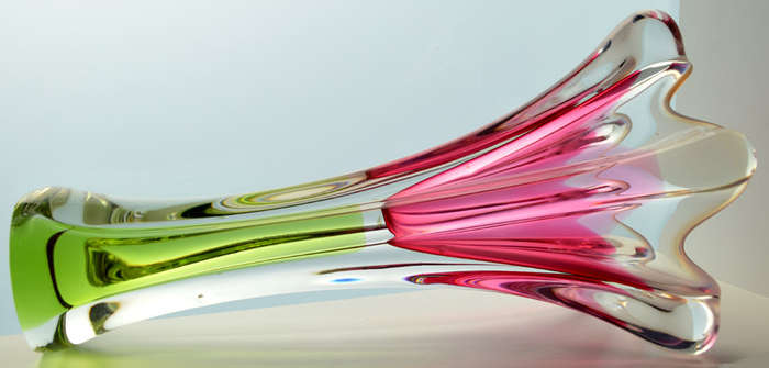 HUGE XXXL CZECH ART GLASS CHRIBSKA SCULPTURAL VASE DESIGNED BY PROF JOSEF HOSPODKA IN THE MID 1970s