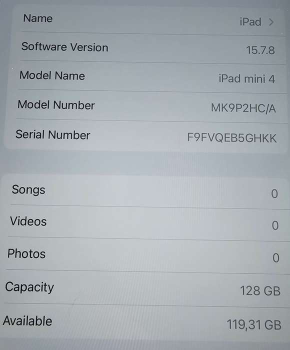 iPad Mini 4 128GB WiFi only