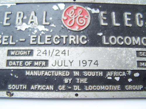 Vintage General Electric. Diesel Electric Locomotive Plate