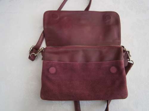 Suede and Leather Burgundy colour Shoulder Bag