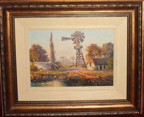 Late  Les Albertyn .....oil on canvas..Original painting size 180 x 250 mm..with frame 250 x 420 mm