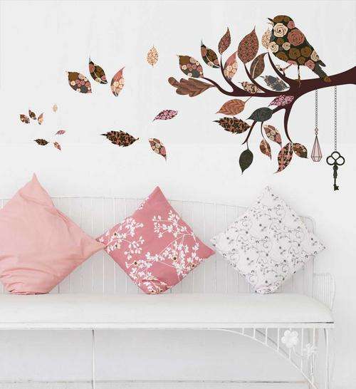 Bespoke vintage printed bird on branch Vinyl Wall Art Sticker Interior decorating Decal