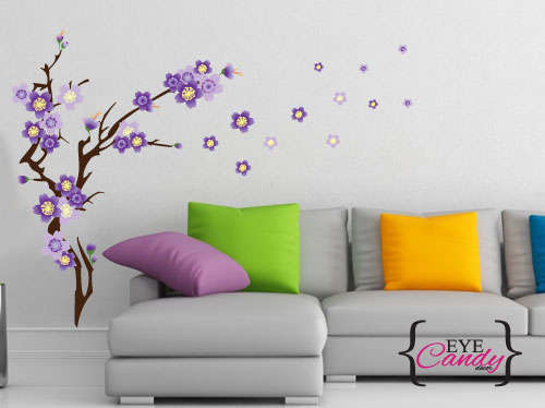 Lovely fly away cherry blossom tree sticker wall decal vinyl wall sticker tattoo