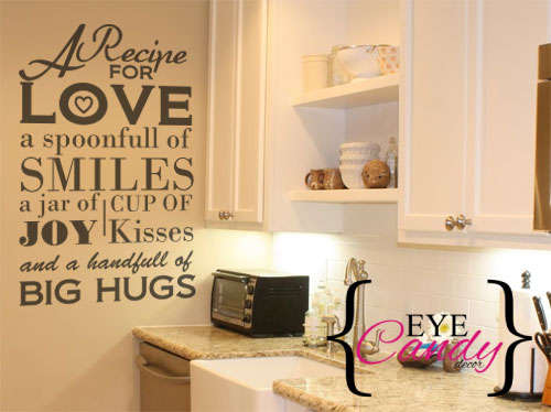 Kitchen recipe for love Vinyl Wall Art Sticker Decal Vinyl Interior Decor