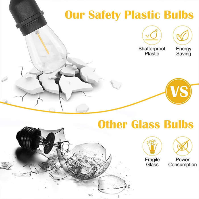 20M Waterproof Led Bulb String Lights Outdoor Street Garden Holiday String Lights