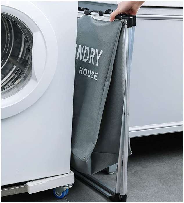 Durable Laundry Basket Foldable 2 Or 3 Section Dirty Clothes Basket With Aluminum Frame Waterproof S