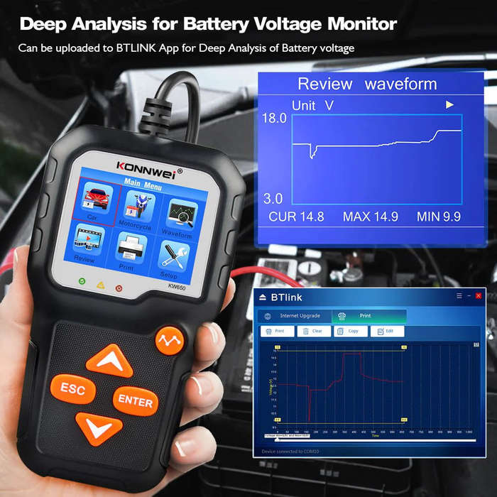 Car And Motorcycle Battery Tester 12V 6V Battery System Analyzer 2000Cca Car Charging Start Test Too