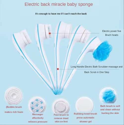 Portable multifunctional bath rotating shower brush