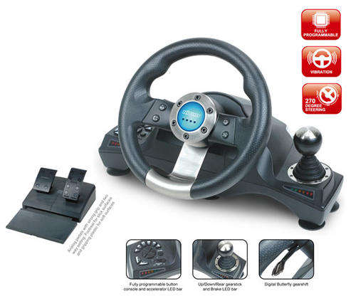NITHO DRIVE PRO V16 STEERING + PEDALS FOR PS3/ PS2/ PC - USED IN EXCELLENT CONDITION