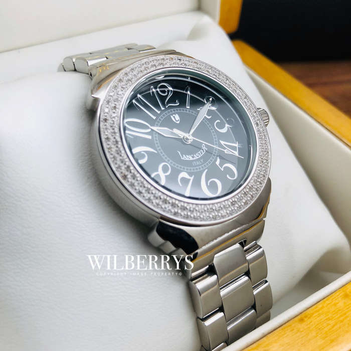 Retail: R25,000.00 Lancaster Italy Women's 112 Diamond Pilola Steel Band Watch BRAND NEW