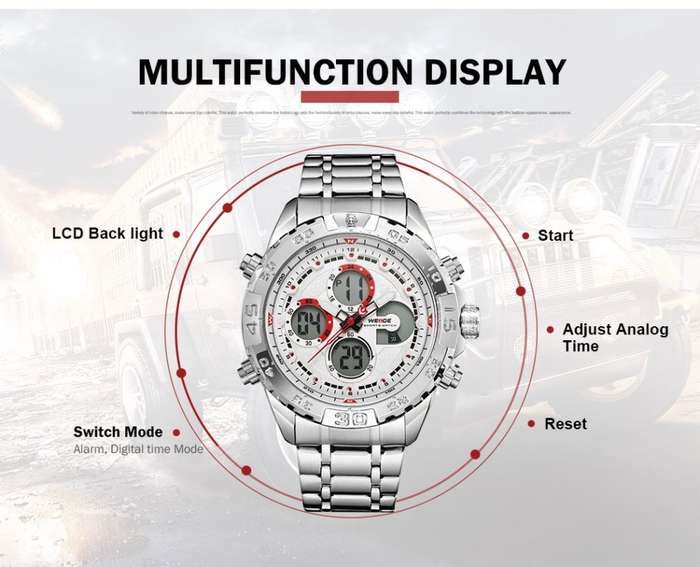 WEIDE Men's Andromeda White STEEL ED. Dual Time + ALARM Watch BRAND NEW official SA store