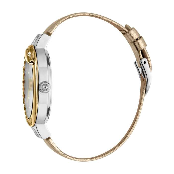 R7k ROBERO CAVALLI Women's Bold 40mm Leather Gold/Golden Zirconia Watch GENUINE BRAND NEW