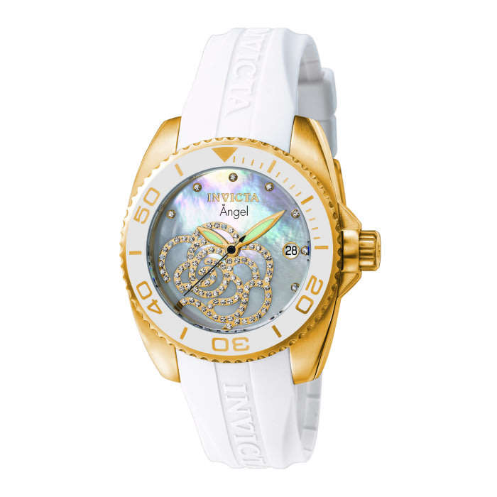 ***beautiful*** R7,425.00 INVICTA Women's Angel Zirconia White/Gold Silicone 38mm Watch BRAND NEW