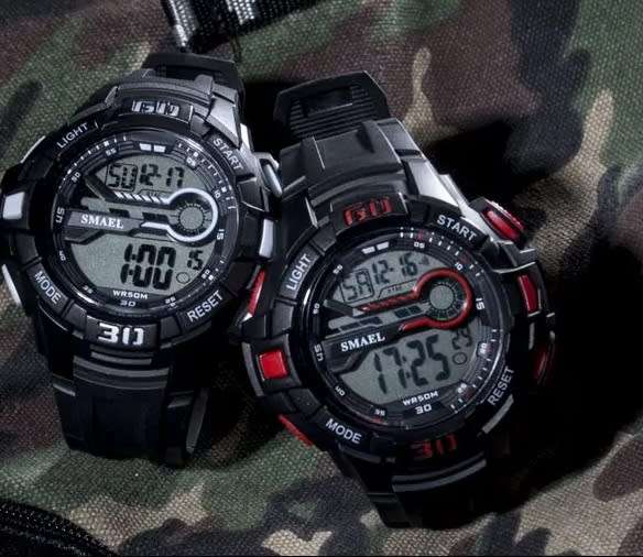 SMAEL Mens S-SHOCK Classic Digital Watch Black / Red