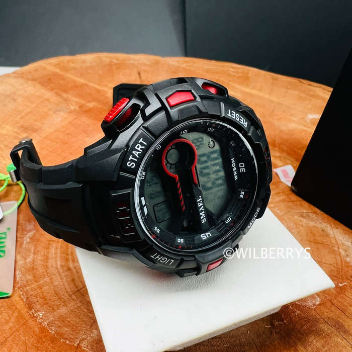 SMAEL Mens S-SHOCK Classic Digital Watch Black / Red