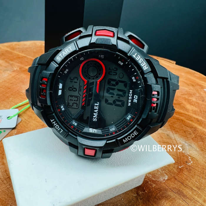 SMAEL Mens S-SHOCK Classic Digital Watch Black / Red