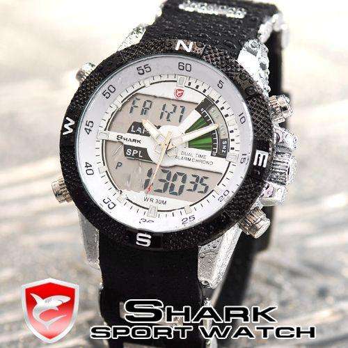 SHARK DUAL LED CHRONOGRAPH PORBEAGLE WATCH W/ BOX, PAPERS, LOADED!!
