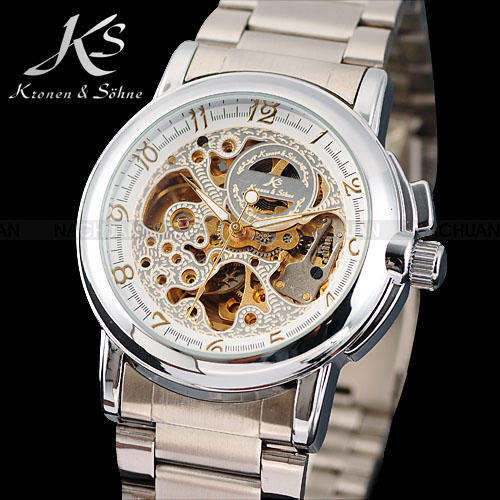 KRONEN & SOHNE **Mech Warrior** Skeleton Steel Automatic Mechanical Watch w/ box, papers, warranty
