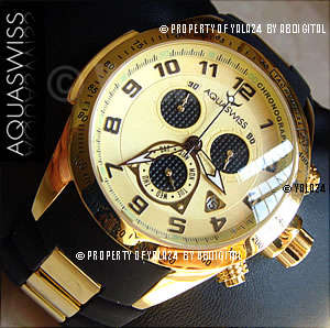[CERTIFIED] Rare AQUASWISS Men's 18k GOLD pl. Trax 007 Chronograph Swiss Watch retail valuation incl