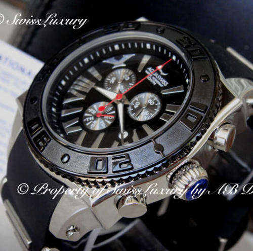 @@low bid!!@@ AQUASWISS Men's XG BLACK SEAMONSTER Chronograph Swiss Watch W/ BOX AND PAPERS