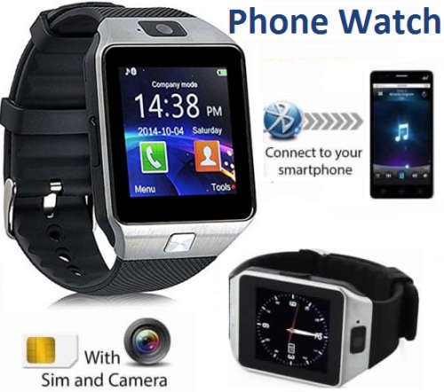 Smart Watch Phone. The watch with Sim and memory card slots. Camera/Bluetooth and multimedia