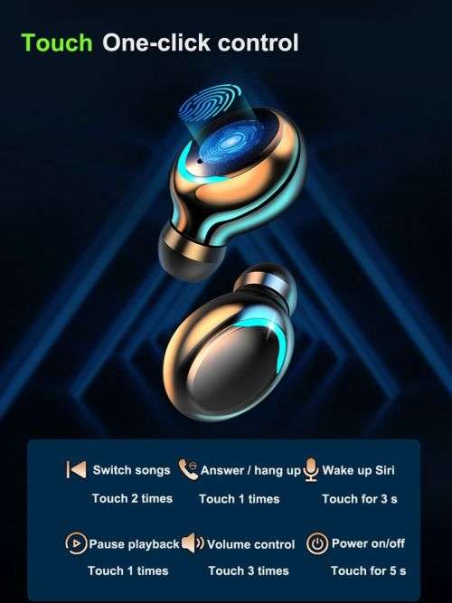 High Quality F9 Wireless Earbuds With Power Bank. For Android, iOS, Windows & Mac OS. Bluetooth 5.0.