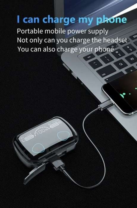 Wireless M10 Earbuds With Power Bank. Compatible With Android, iOS, Windows & Mac OS. BT 5.1