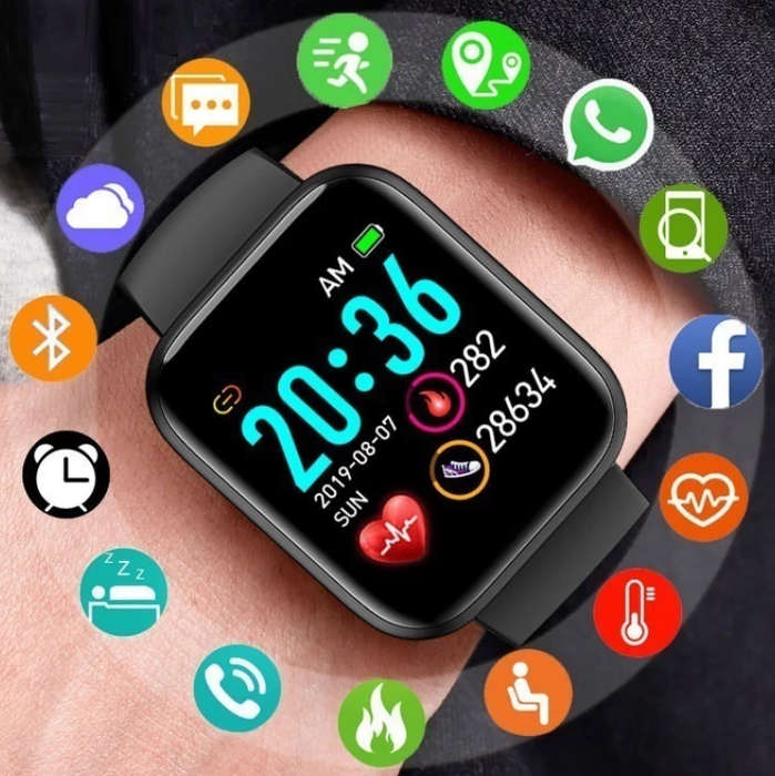 1.5` Smart Watch Fitness Bracelet, Heart Rate, Blood Pressure Monitor. Available in Black color