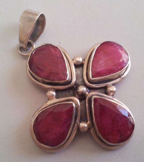NATURAL RUBY STERLING SILVER PENDANT