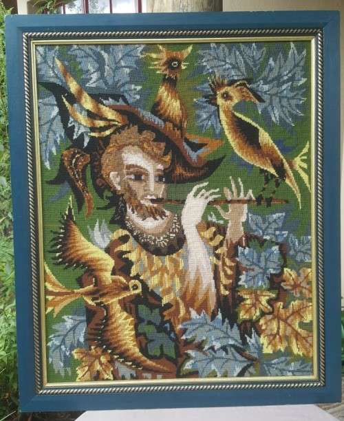 STUNNING EMBROIDERED PIED PIPER PIECE OF ART