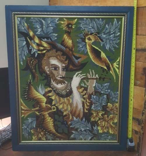 STUNNING EMBROIDERED PIED PIPER PIECE OF ART
