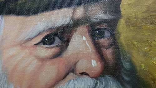 SHIPS CAPTAIN BY J FULLER (1950 - ) - VINTAGE ORIGINAL OIL PAINTING - LARGE (57CM W 47CM H) - FRAMED